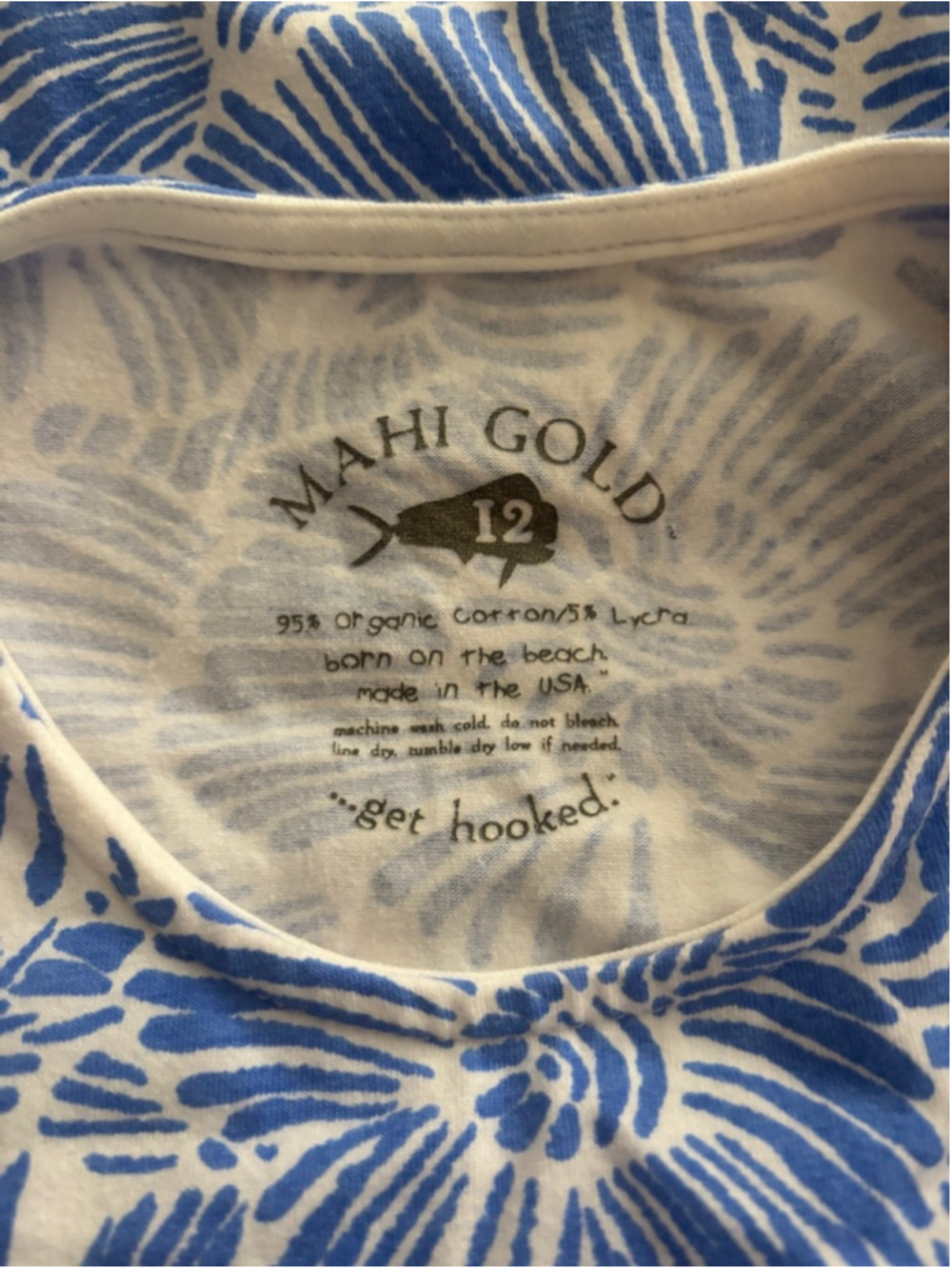 Girls Mahi Gold Blue & White Floral Sleeveless Dress Girls Size 12 - Picture 2 of 2